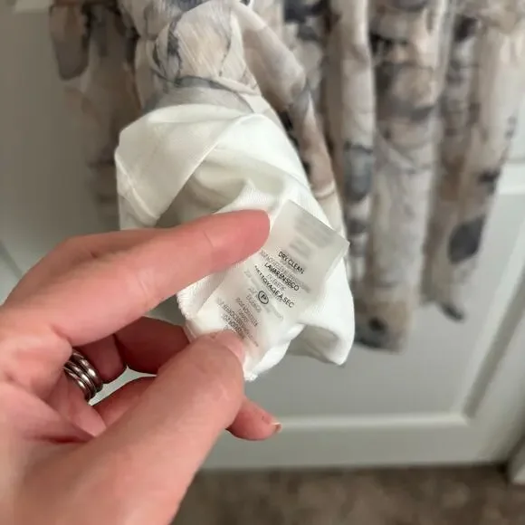 Calvin Klein Floral Chiffon Maxi Dress Sz 8 Faux Wrap Long Sleeve Tiered V-Neck - Picture 10 of 16